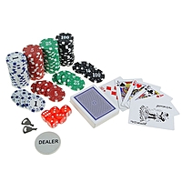 Набор для покера Poker set: 2 колоды карт по 54 шт., 100 фишек, 5 кубиков, в металлическом кейсе