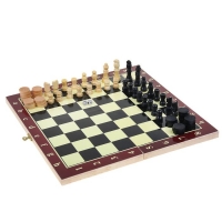 Игра настольная 3 в 1: нарды, шахматы, шашки, в плёнке, чёрно-жёлтая доска 34 × 34 см