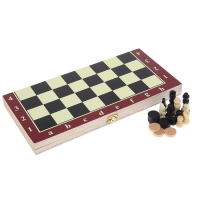 Игра настольная 3 в 1: нарды, шахматы, шашки, в плёнке, чёрно-жёлтая доска 34 × 34 см