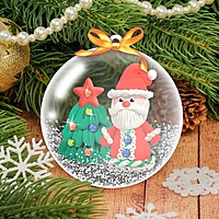 Набор для создания елочного украшения "Сказка в шаре" Дед Мороз с массой для лепки