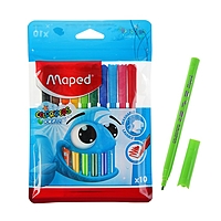 Фломастеры 10 цветов Color'Peps Ocean с заблокированным пишущим узлом, супер смываемые ,в пакете с подвесом