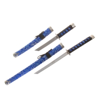 Сувенирное оружие «Катаны на подставке», синие ножны с узорами