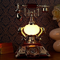 Часы-светильник "Ретро-телефон" с красными вставками