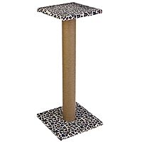 Когтеточка с высоким и толстым столбиком и площадкой, джут, 35 х 35 х 84 см, микс цветов