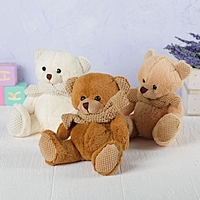Мягкая игрушка "Мишка" в шарфике букле, цвета МИКС