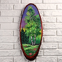 Картина "Лето" на срезе дерева, каменная крошка