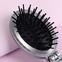 Расчёска массажная складная, с зеркалом, овальная, цвета МИКС