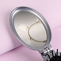 Расчёска массажная складная, с зеркалом, овальная, цвета МИКС