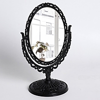 Зеркало настольное, овальное, двустороннее, с двукратным увеличением, цвет чёрный