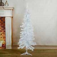 Ёлка белая 120 см, d иголок 5 см, d нижнего яруса 42 см, 110 веток, пласт подставка