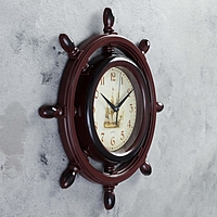 Часы настенные "Штурвал", d=35 см, коричневая патина, микс