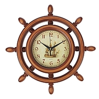 Часы настенные "Штурвал", d=35 см, коричневая патина, микс