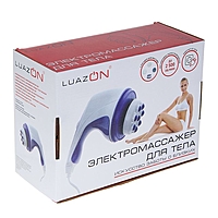 Массажёр LuazON LMZ-044 для тела, электрический, 4 насадки, плавная регулировка, бело-синий