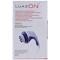 Массажёр LuazON LMZ-044 для тела, электрический, 4 насадки, плавная регулировка, бело-синий