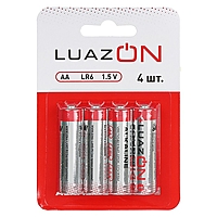 Батарейка Алкалиновая  Luazon, АА, LR6, блистер, 4 шт.