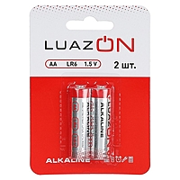 Батарейка Алкалиновая  Luazon, АА, LR6, блистер, 2 шт.
