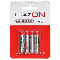 Батарейка Алкалиновая  Luazon, ААА, LR03, блистер, 4 шт.