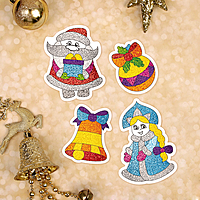 Фреска-магнит "Дед Мороз и Снегурочка", набор: 4 шт.