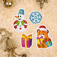 Фреска-магнит "Снеговик и мишка", набор: 4 шт.