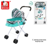Коляска-люлька для кукол "Зебра", металлический каркас