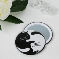 Зеркало компактное "Кошки Инь-Ян", круглое, одностороннее, без увеличения, d=7,5см