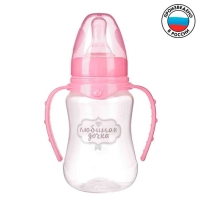 Бутылочка для кормления "Любимая доченька"150 мл приталенная, с ручками, цвет розовый
