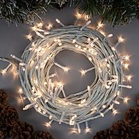 Гирлянда "Нить" 20 м , IP20, белая нить, 200 LED, свечение тёплое белое, 8 режимов, 220 В