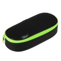 Пенал мягкий футляр ткань 85*210*50 откидная планка ПМК 24-42 "Чёрный-ярко-салатовый"