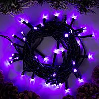 Гирлянда "Нить" 5 м , IP20, тёмная нить, 50 LED, свечение фиолетовое, 8 режимов, 220 В