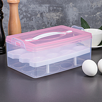 Контейнер для хранения яиц 24 ячейки, двухуровневый, цвета МИКС