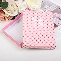 Коробка подарочная "Сердца" 16 х 12 х 3 см, цвет розовый