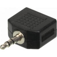 Адаптер аудио Ningbo JAAA095-B, 2xJack 3.5 (f), Jack 3.5 (m), черный