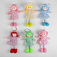 Мягкая игрушка кукла в шляпке и платьишке, цвета МИКС