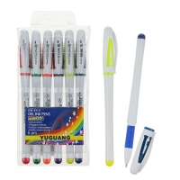 Набор гелевых ручек 06цв в блистере корпус белый с цвет вставками