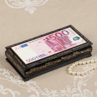Шкатулка - купюрница «500 EURO», 8,5х17 см, лаковая миниатюра