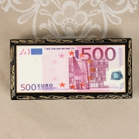 Шкатулка - купюрница «500 EURO», 8,5х17 см, лаковая миниатюра