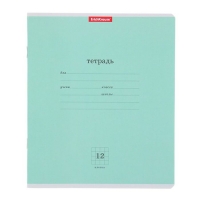 Тетрадь 12 листов клетка "Классика", зелёная обложка