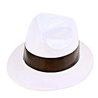 Шляпа белая с черным кантом