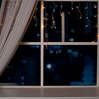 Гирлянда "Бахрома" 3 х 0.5 м , IP20, прозрачная нить, 80 LED, свечение жёлтое, 8 режимов, 220 В