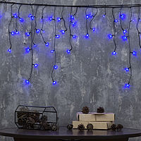 Гирлянда "Бахрома" 1.8 х 0.5 м , IP20, тёмная нить, 48 LED, свечение синее, 8 режимов, 220 В