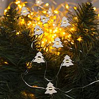 Гирлянда "Нить", роса с насадками "Ёлка белая", 2 м, LED-20-3V, 2*АА, фиксинг, нить прозрачная, свечение тёплое белое