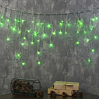Гирлянда "Бахрома" 1.8 х 0.5 м , IP20, прозрачная нить, 48 LED, свечение зелёное, 8 режимов, 220 В