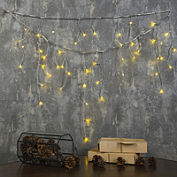 Гирлянда "Бахрома" 1.8 х 0.5 м , IP20, прозрачная нить, 48 LED, свечение тёплое белое, 8 режимов, 220 В