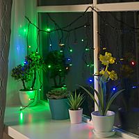 Гирлянда "Бахрома" 1.8 х 0.5 м , IP20, тёмная нить, 48 LED, свечение мульти, 8 режимов, 220 В