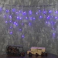 Гирлянда "Бахрома" 1.8 х 0.5 м , IP20, прозрачная нить, 48 LED, свечение фиолетовое, 8 режимов, 220 В