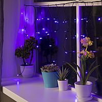 Гирлянда "Бахрома" 1.8 х 0.5 м , IP20, тёмная нить, 48 LED, свечение фиолетовое, 8 режимов, 220 В