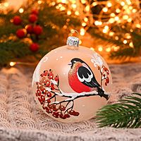 Шар  "Снегирь на ветке"  9,5 см микс