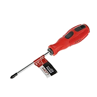 Отвертка крестовая LOM, обработка полировка, обрезиненная рукоятка, PH2 х 75 мм