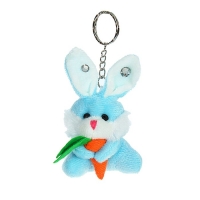 Мягкая игрушка-брелок "Заяц с морковкой", на ушах стразы, цвета МИКС
