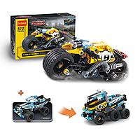 Конструктор с инерционным механизмом "Трюковый мотоцикл", 140 деталей